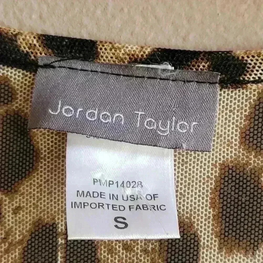 Jordan Taylor Cheetah Animal Print V Neck Translucid Tunic Small 3/4 Sleeve - Picture 4 of 7